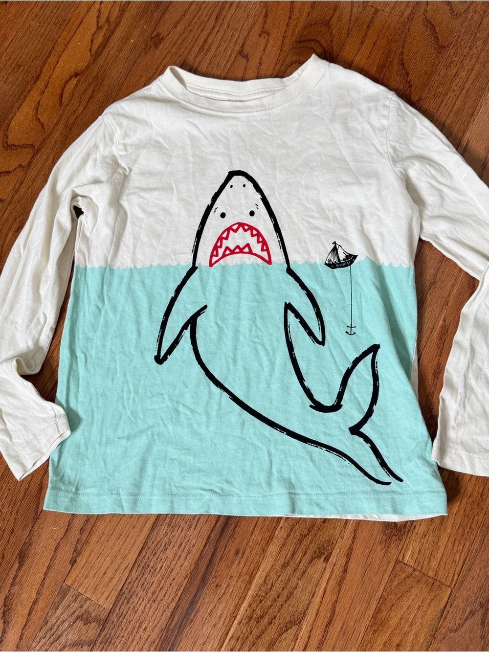Hanna Andersson Long Sleeve Shark Cotton Shirt Size 8